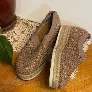 Adrienne Vittadini - sparkling Tan wedge Slip-Ons